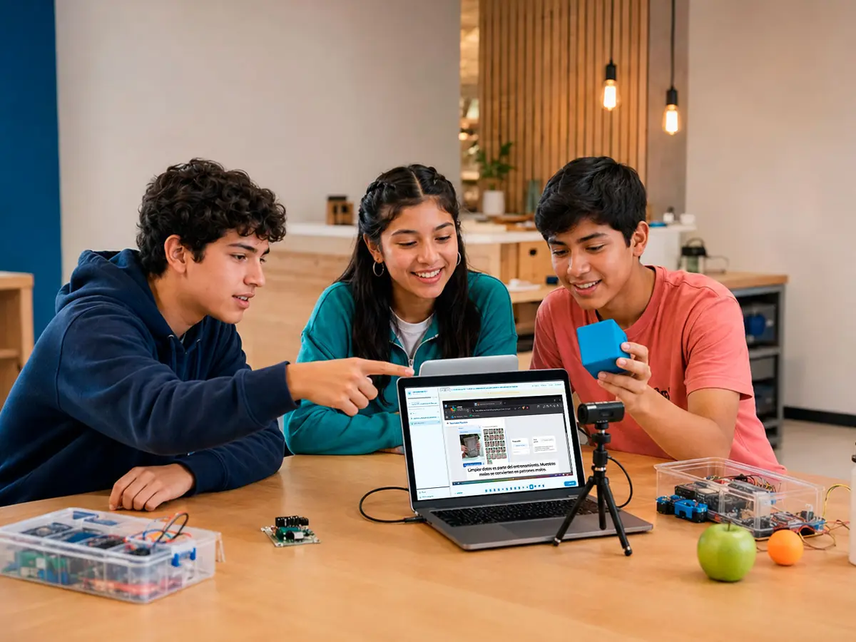 Equipo colaborando en un proyecto tecnológico